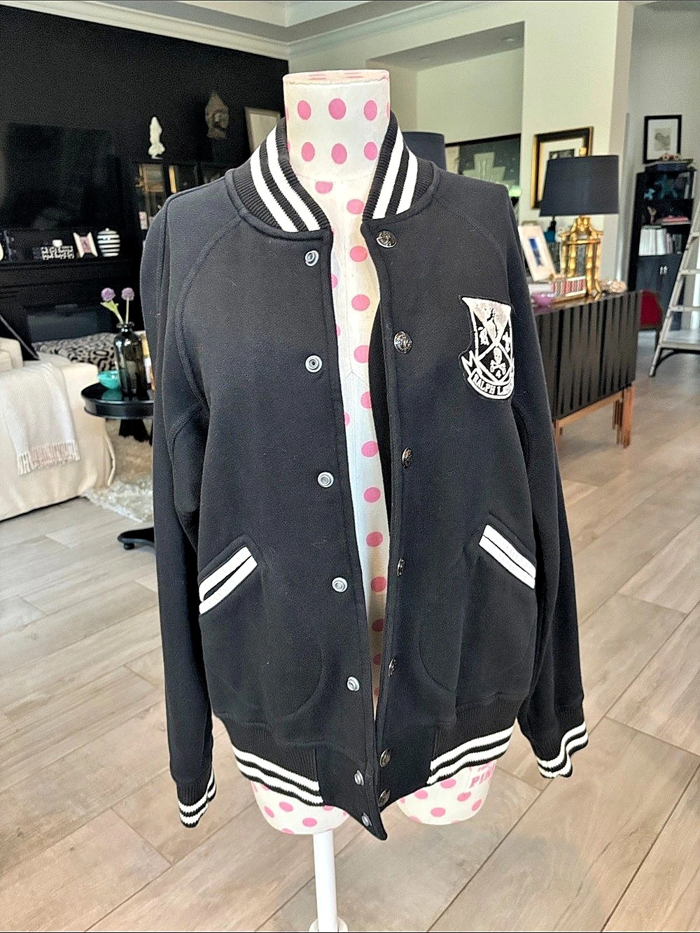 Polo Ralph Lauren New York Crew Varsity Jacket Black & White XS